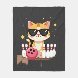 Cobertor De Velo Gato Fofo Com Óculos De Sol Gato Jogando Boliche P