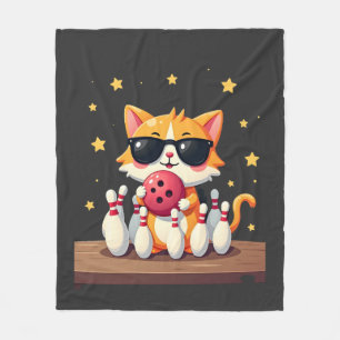 Cobertor De Velo Gato Fofo Com Óculos De Sol Gato Jogando Boliche P