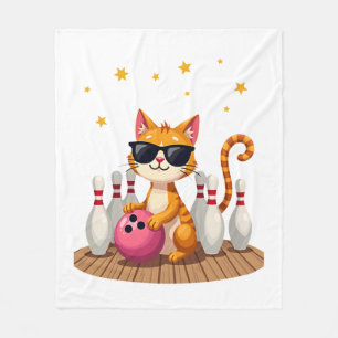 Cobertor De Velo Gato Fofo Com Óculos De Sol Gato Jogando Boliche P