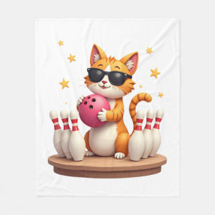 Cobertor De Velo Gato Fofo Com Óculos De Sol Gato Jogando Boliche P