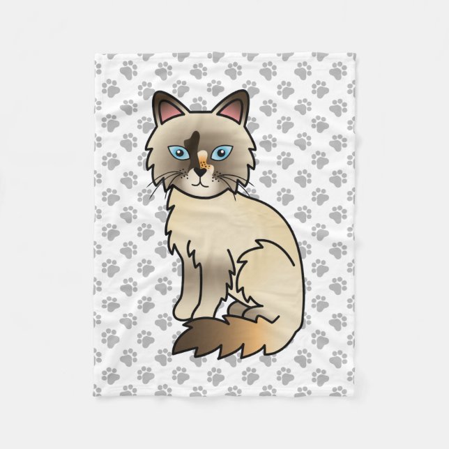 Cobertor De Velo Gato Fofo de Casca de Tartaruga Birman / Ragdoll & (Frente)