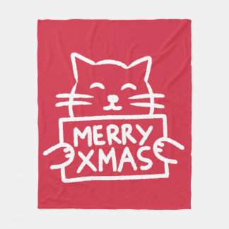 Cobertor De Velo Gato Fofo Feliz Natal
