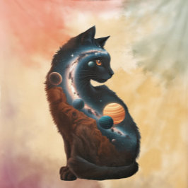 Cobertor De Velo Gato Fofo & Planetas, Animal Divertido, Aquarela, 