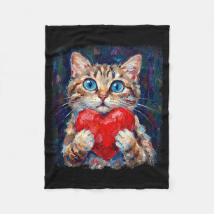 Cobertor De Velo Gato Fofo Segurando Coração Dia dos Namorados Aman