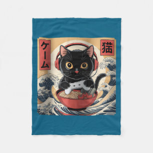 Cobertor De Velo Gato Gamer Kawaii Fofo Ramen Japonês Retro Engraça