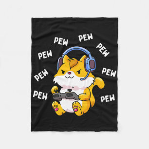 Cobertor De Velo Gato Gamer Pew Pew Vídeo Game Gatos Jogos Kitty Am