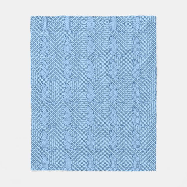 Cobertor De Velo Gato Japonês - Blue Kimono Impressão (Frente)