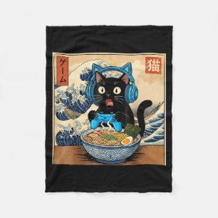 Cobertor De Velo Gato Japonês de Ramen Engraçado Gamer Kawaii Fofo
