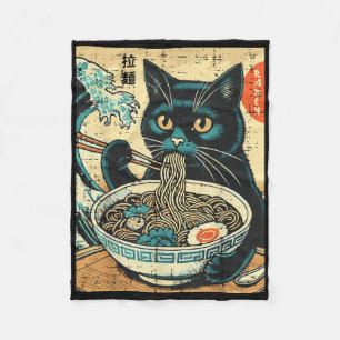 Cobertor De Velo Gato Japonês Ramen Excelente Wave Vintage Art Comi