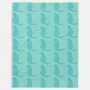Cobertor De Velo Gato Japonês - Turquoise Kimono Impressão