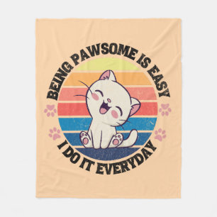 Cobertor De Velo Gato Kawaii branco e bonito