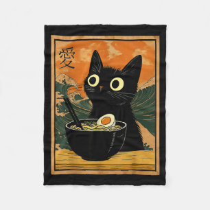 Cobertor De Velo Gato Kawaii Comendo Macarrão Ramen Presente Divert