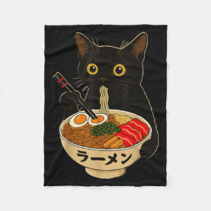 Cobertor De Velo Gato Kawaii Comendo Macarrão Ramen Presente Divert