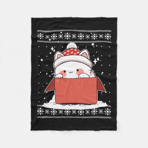 Cobertor De Velo Gato Kawaii Em Uma Caixa De Natal Ensinando Adoles
