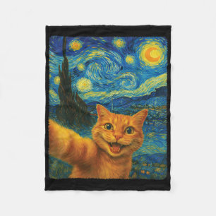 Cobertor De Velo Gato Laranja Noite Estrelada Van Gogh Selfie Mãe d
