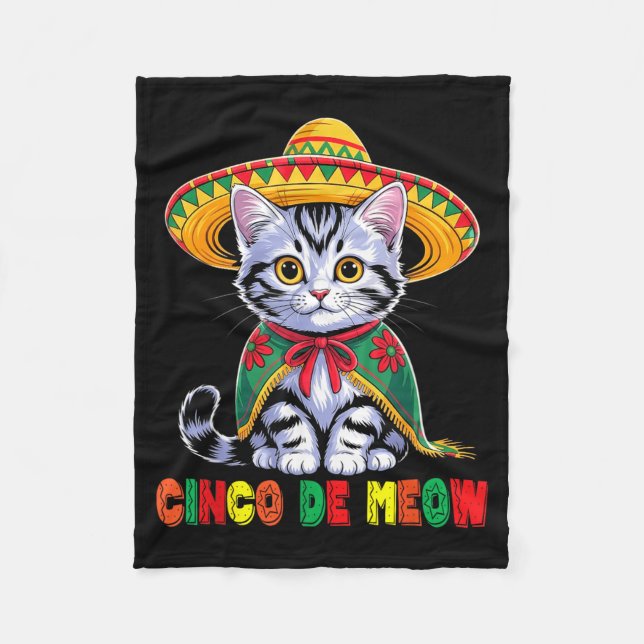 Cobertor De Velo Gato Mexicano Engraçado do Cinco De Mayo com Homen (Frente)