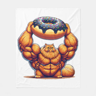 Cobertor De Velo Gato Musculoso Levantando Donut