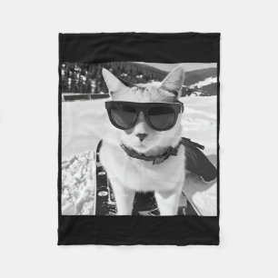 Cobertor De Velo Gato Nas Encostas De Esqui E Praticante De Snowboa