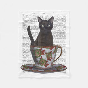 Cobertor De Velo Gato Negro em Teacup