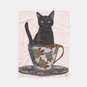 Cobertor De Velo Gato Negro em Teacup