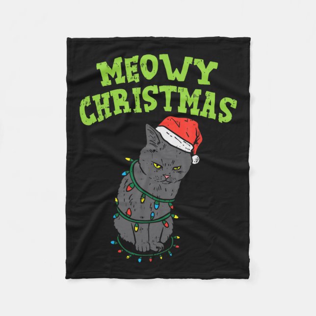 Cobertor De Velo Gato Negro Engraçado Feliz Natal Gato Homens Engra (Frente)