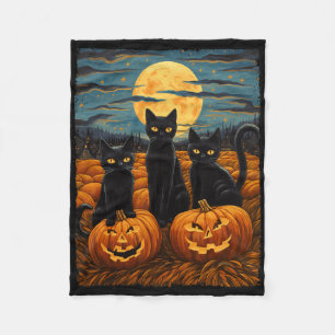 Cobertor De Velo Gato Negro Halloween Gata Amada Noite Estrelada Ga