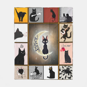 Cobertor De Velo Gato Negro Te Ama À Lua E Presentes De Trás