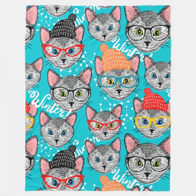 Cobertor De Velo Gato no chapéu (Frente)