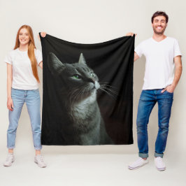 Cobertor De Velo Gato Olhando Estiloso Fundo Preto imagem personali