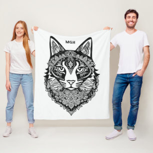Cobertor De Velo Gato Ornamental Monograma Personalizado