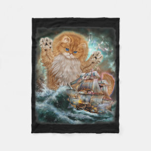Cobertor De Velo Gato Persa Monstro Como Kraken Ataca Um Navio De G