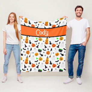 Cobertor De Velo Gato Preto Abóbora Fantasma de Halloween Infantil