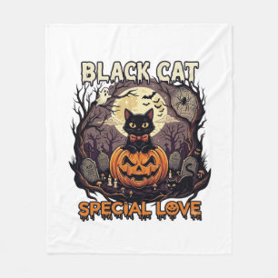 Cobertor De Velo Gato Preto Amor Especial Halloween Abóbora Lua Che