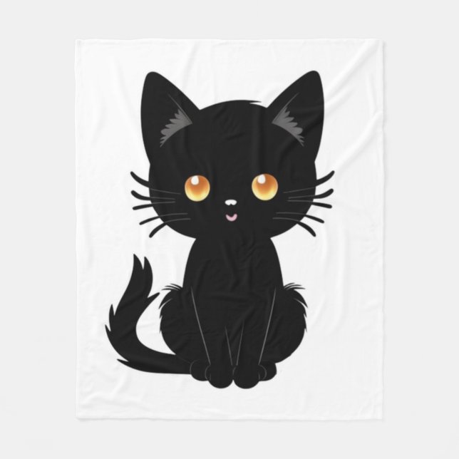 Cobertor De Velo Gato preto branco 2 (Frente)