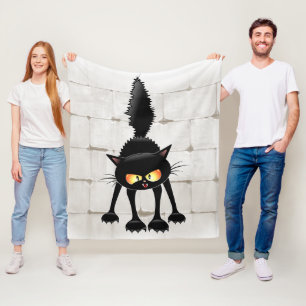 Cobertor De Velo Gato Preto Cartoon Engraçado e Feroz 