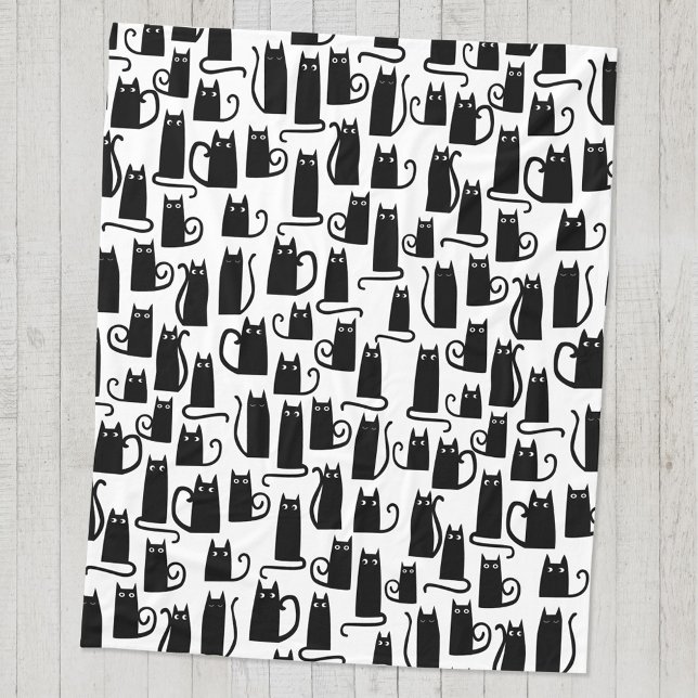 Cobertor De Velo Gato Preto Cinto (Fun whimsical black cat fleece blanket)