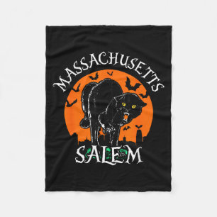 Cobertor De Velo Gato Preto Com a Silhueta de Salem Machusetts Hall