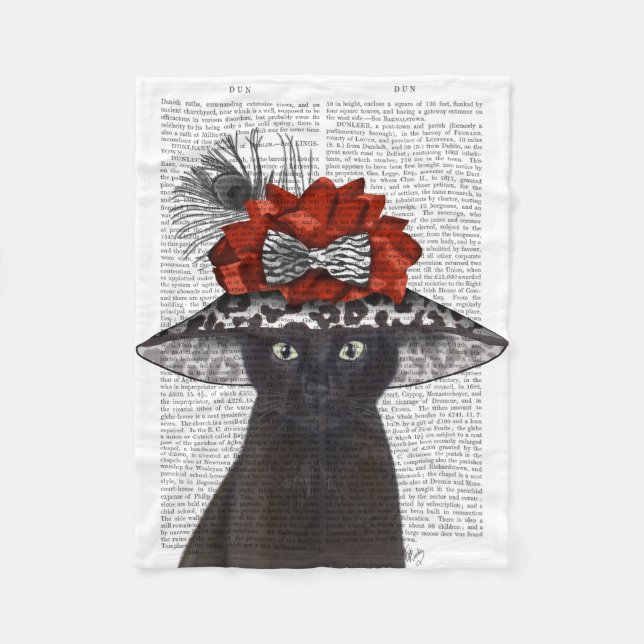 Cobertor De Velo Gato Preto com Chapéu Fabuloso (Frente)