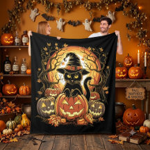 Gato Preto de Abóbora de Halloween Bruxa Gato Assu