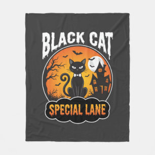 Cobertor De Velo Gato Preto de Halloween Casa Assombrada Design de