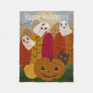 Cobertor De Velo Gato Preto de Halloween Fofo e Fantasmas Abóbora d