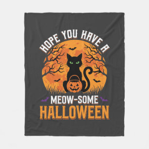 Cobertor De Velo Gato Preto de Halloween Meow-Some
