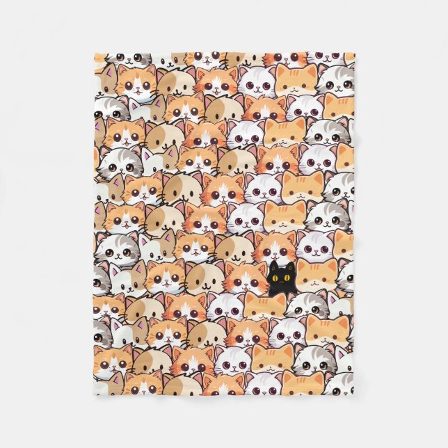 Cobertor De Velo Gato preto e bonito em gatos laranja animais de es (Frente)