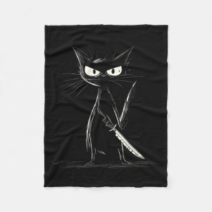Cobertor De Velo Gato Preto Engraçado Gato Assassino Com Faca Fãs d