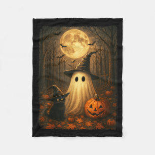 Cobertor De Velo Gato Preto Fantasma Fofo Halloween Bruxa Abóbora E