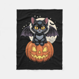 Cobertor De Velo Gato Preto Fofo Com Asas de Morcego Jack O Lantern