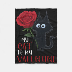 Cobertor De Velo Gato Preto Fofo Rosa do Dia dos Namorados