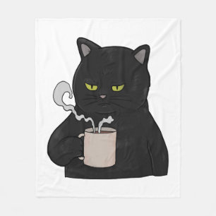 Cobertor De Velo Gato Preto Grumpy com Café Morning Groupe