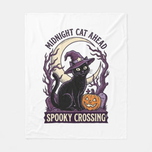 Cobertor De Velo Gato Preto Halloween Gravura Vintage Abóbora Gato