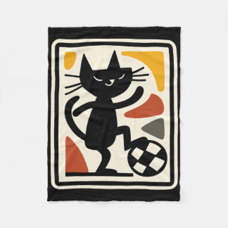 Cobertor De Velo Gato Preto Jogando Futebol Arte em Estilo Retro Es